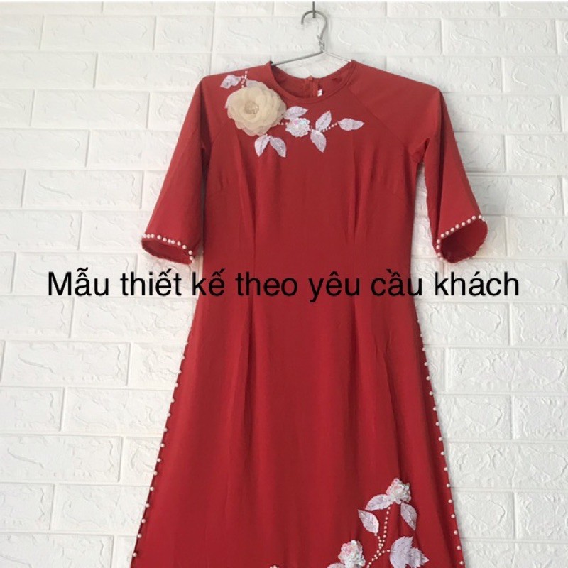 Áo dài trơn Màu đỏ gạch cổ điển