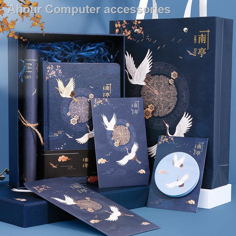 Bộ sổ tay giấy ghi chú đầy đủ hình chim hạc màu đỏ phong cách Trung Quốc cổ đại dùng làm quà tặng