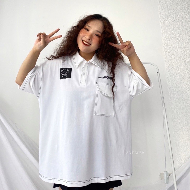 Áo polo nam nữ form rộng chỉ nổi ulzzang Hàn Quốc 🌸 Áo thun cổ bẻ logo bò sữa unisex🌸 freeship🌸 sale | BigBuy360 - bigbuy360.vn