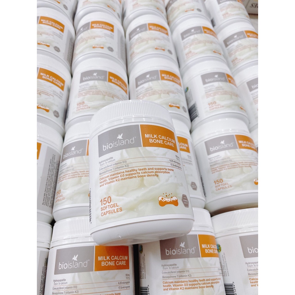 Viên Uống Canxi Sữa Hữu Cơ, Calcium Bone Care Bioisland 150 Viên Cho Người Lớn, Trẻ Trên 12 Tuổi