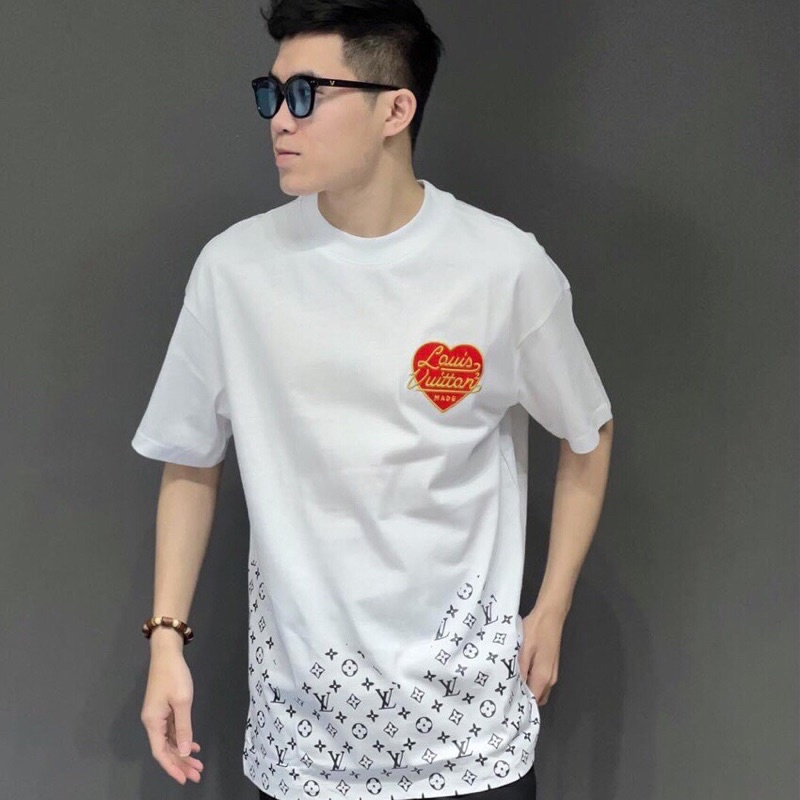 [FREESHIP ĐƠN TỪ 50K] Áo Thun Nam Nữ  LV Trái Tim Chữ Ngực Streetwear Áo Phông Nam Form Rộng Basic Cotton Oversize