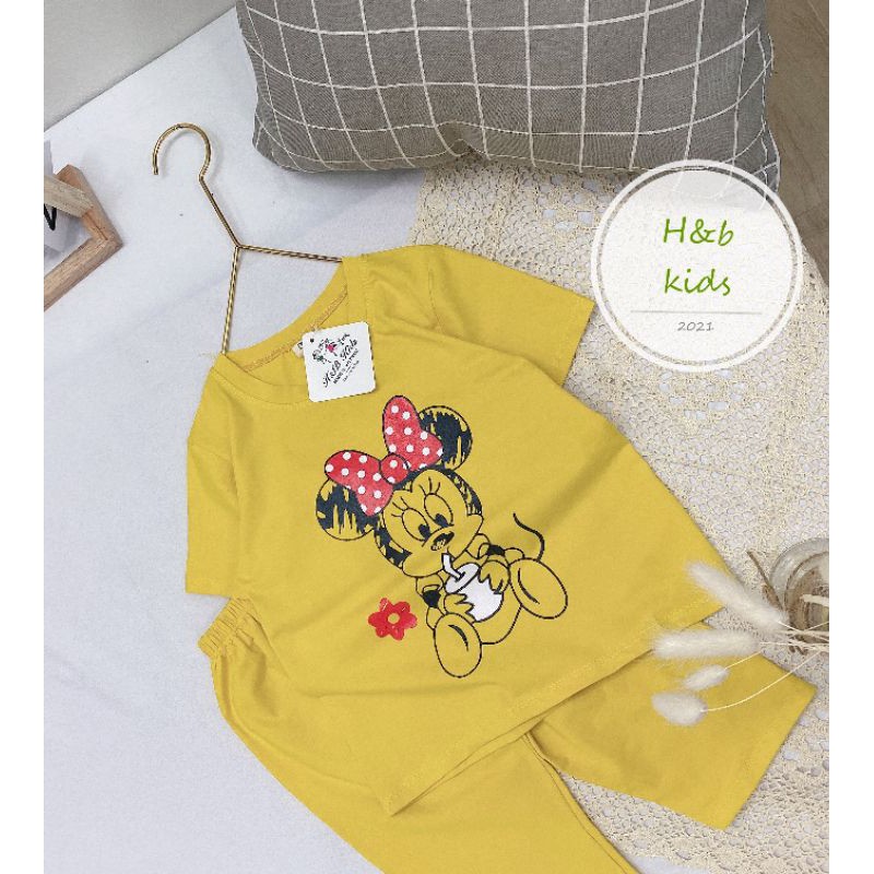 Bộ cotton lửng bé gái size đại H&amp;B kids Mickey Donal