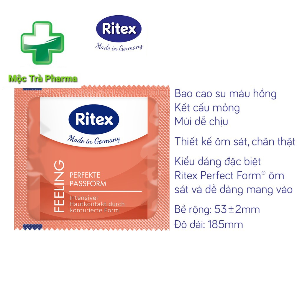 [Nhập Đức]-Bao cao su Ritex Feeling ôm sát vừa vặn hộp 8 bao - Hàng nhập khẩu chính hãng