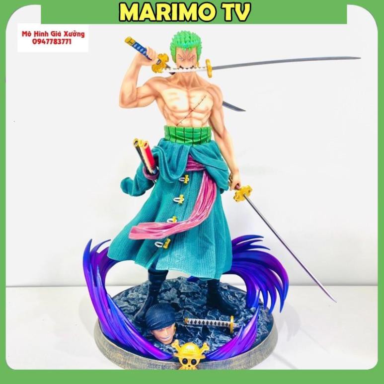 Mô hình  Roronoa Zoro Siêu Đẹp  tam kiếm  cao 36 cm, Nặng 3kg ( 2 Đầu ) - Figure Tượng One Piece[MARIMO]