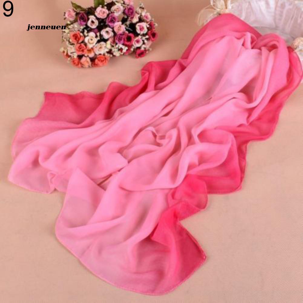 Khăn Choàng Chiffon Dài Mềm Mại Màu Sắc Gradient Thời Trang Đi Biển Mùa Hè Cho Nữ