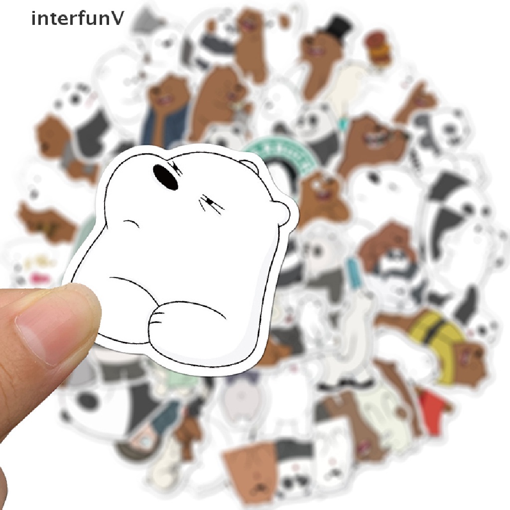 Set 50 Miếng Dán Hình Gấu Graffiti Vui Nhộn Trang Trí Laptop / Guitar / Ván Trượt / Hành Lý