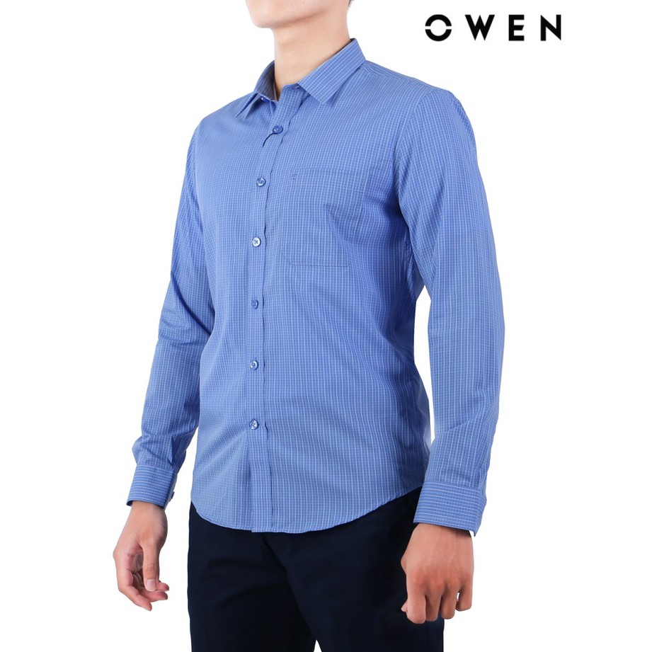 Áo Sơ mi dài tay OWEN Bamboo Slimfit màu xanh - AS21048DT | BigBuy360 - bigbuy360.vn