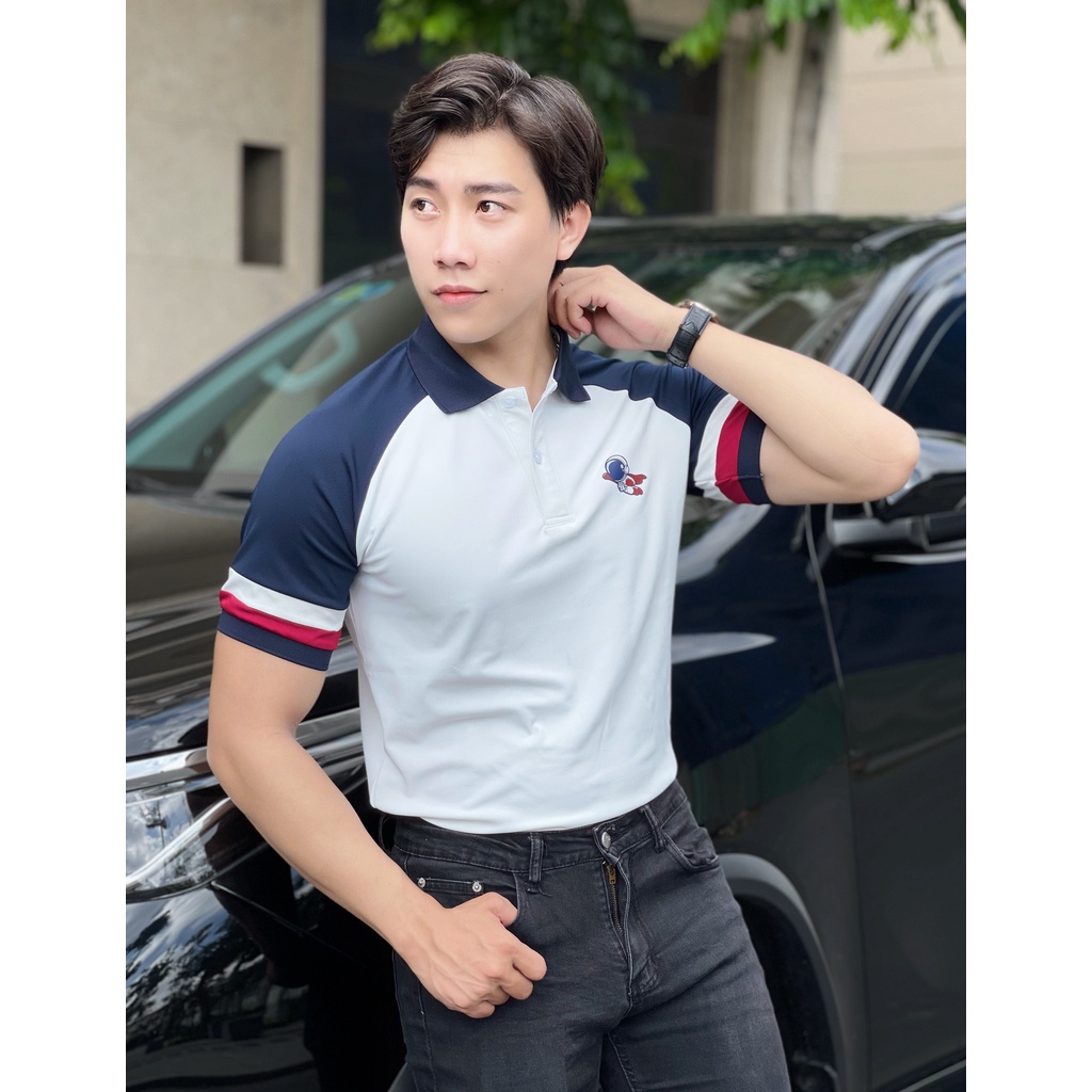 Áo polo nam cổ bẻ thêu phối tay đỏ chất vải cá sấu Cotton xuất xịn,chuẩn form, sang trọng - thanh lịch TB052