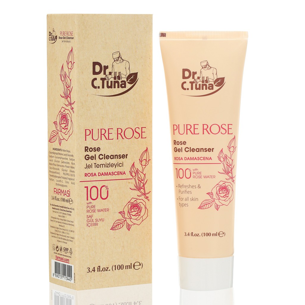 Gel Rửa Mặt Tinh Chất Hoa Hồng 100% - Farmasi Dr C Tuna Pure Rose Water Cleansing Gel 100ml (1938ROSE02)