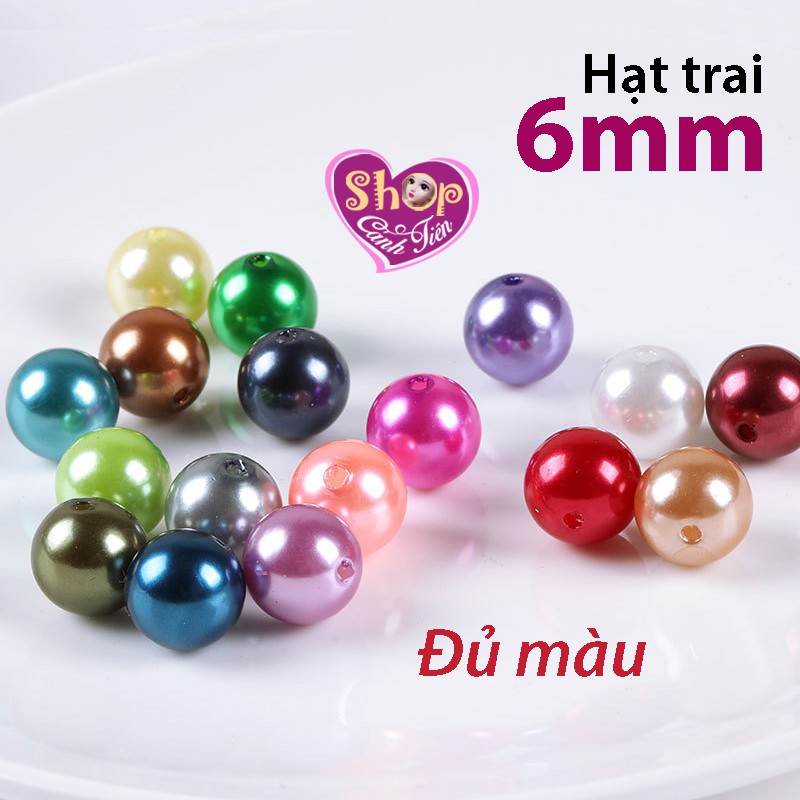 500 Hạt Giả Ngọc Trai 6mm nhiều màu Phủ Nhũ Trang trí Thủ công Tiện dụng