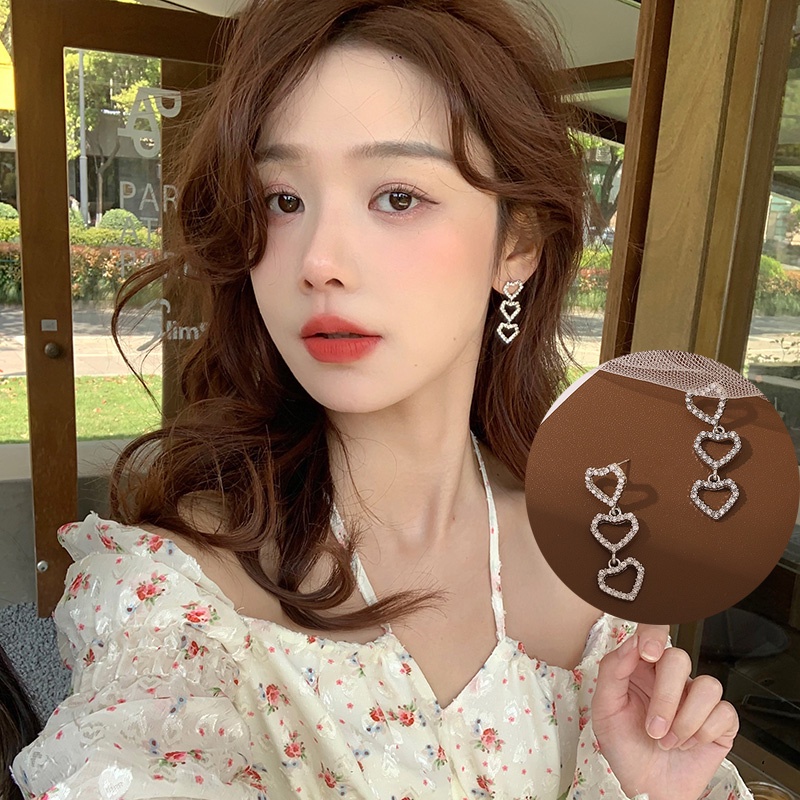 Bông Tai Mạ Bạc 925 Dáng Dài Phối Tua Rua Phong Cách Hàn Quốc 2022