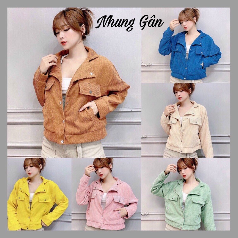 áo khoác nhung gân tăm cổ vest mẫu xinh dễ mặc 2021 | BigBuy360 - bigbuy360.vn