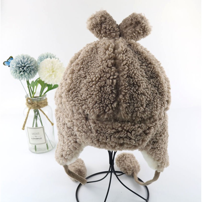 Mũ lông ấm áp phong cách hoạt hình thu đông cho bé