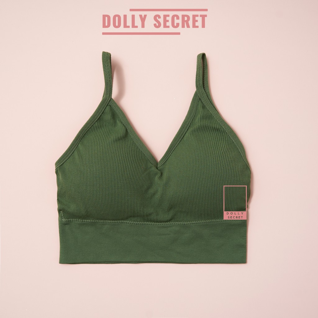 Áo lót nữ bra hai dây hở lưng chữ U len tăm cao cấp thấm hút mồ hôi kháng khuẩn DOLLY SECRET A01