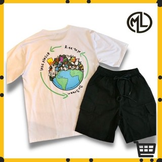Áo thun in hình trái đất form rộng tay lỡ unisex nam nữ - MAYLAN STORE