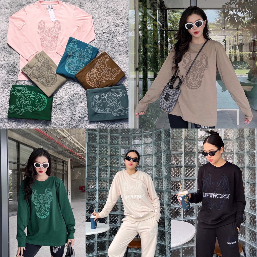 Áo tay dài Life// work Logo hình thêu chất cotton Size S M L FULL TAG CODE HÀNG SẴN/ẢNH THẬT