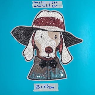 Sticker thêu,patch thêu,hình thêu chú chó đội nón