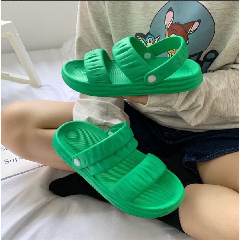 [HCM] Dép Sandal Nữ Quai Nhún Đế Bánh Mì Chống Trượt Cao Cấp