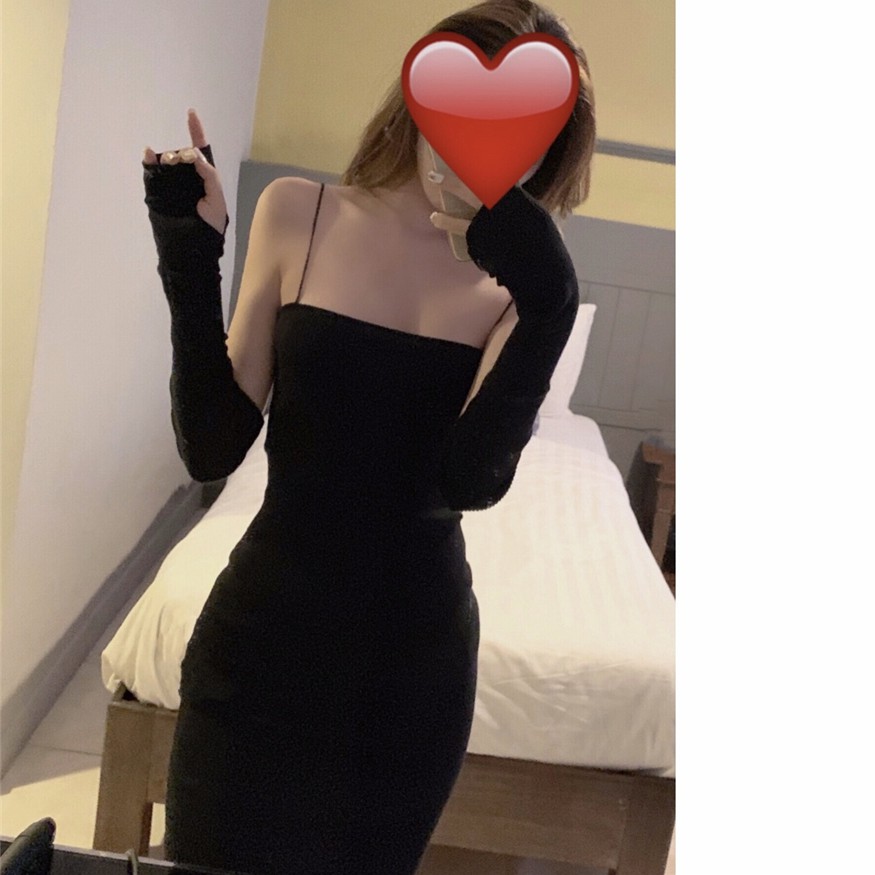 Đầm body 2 màu kèm bao tay