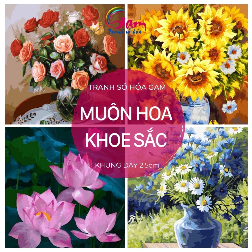 Tranh tô màu số hoá Gam 🎨CHUẨN MÀU🎨 Các mẫu tranh hoa đẹp chọn lọc