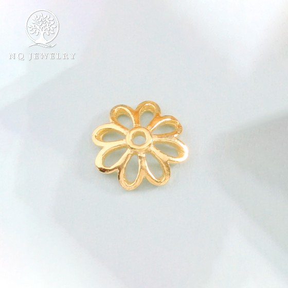 Phụ kiện bạc chụp hạt, bọc hạt họa tiết hoa - NQ Jewelry
