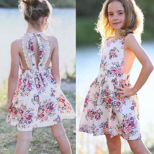 Đầm không tay họa tiết hoa xinh xắn cho bé gái