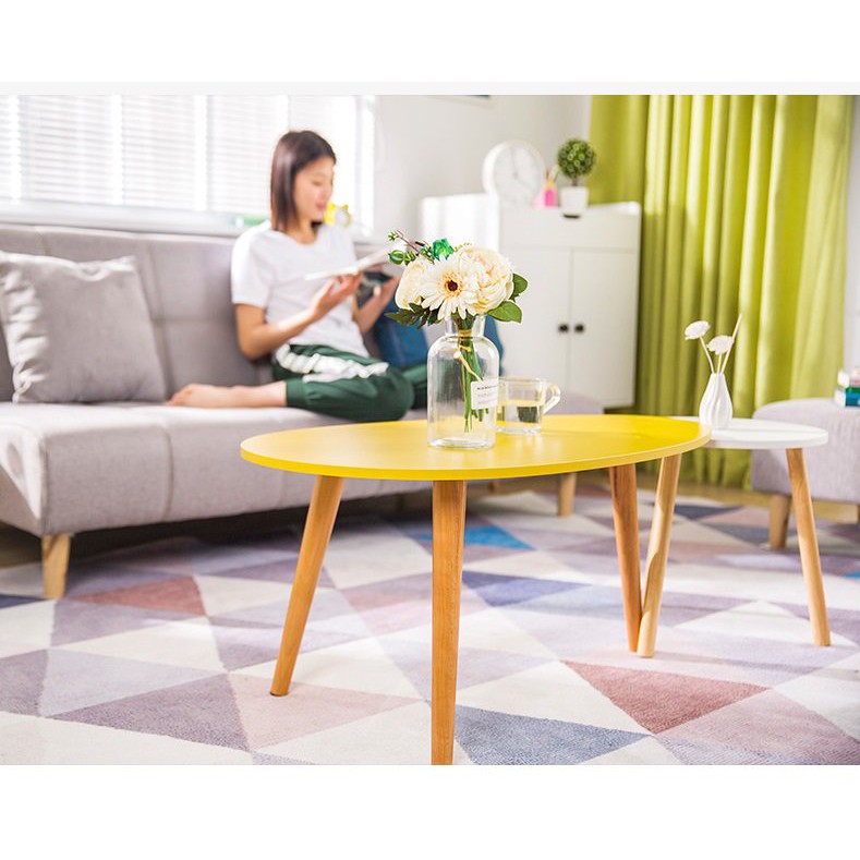 Bàn trà sofa IGA chân gỗ sồi màu Vàng hiện đại phòng khách- GP55.05