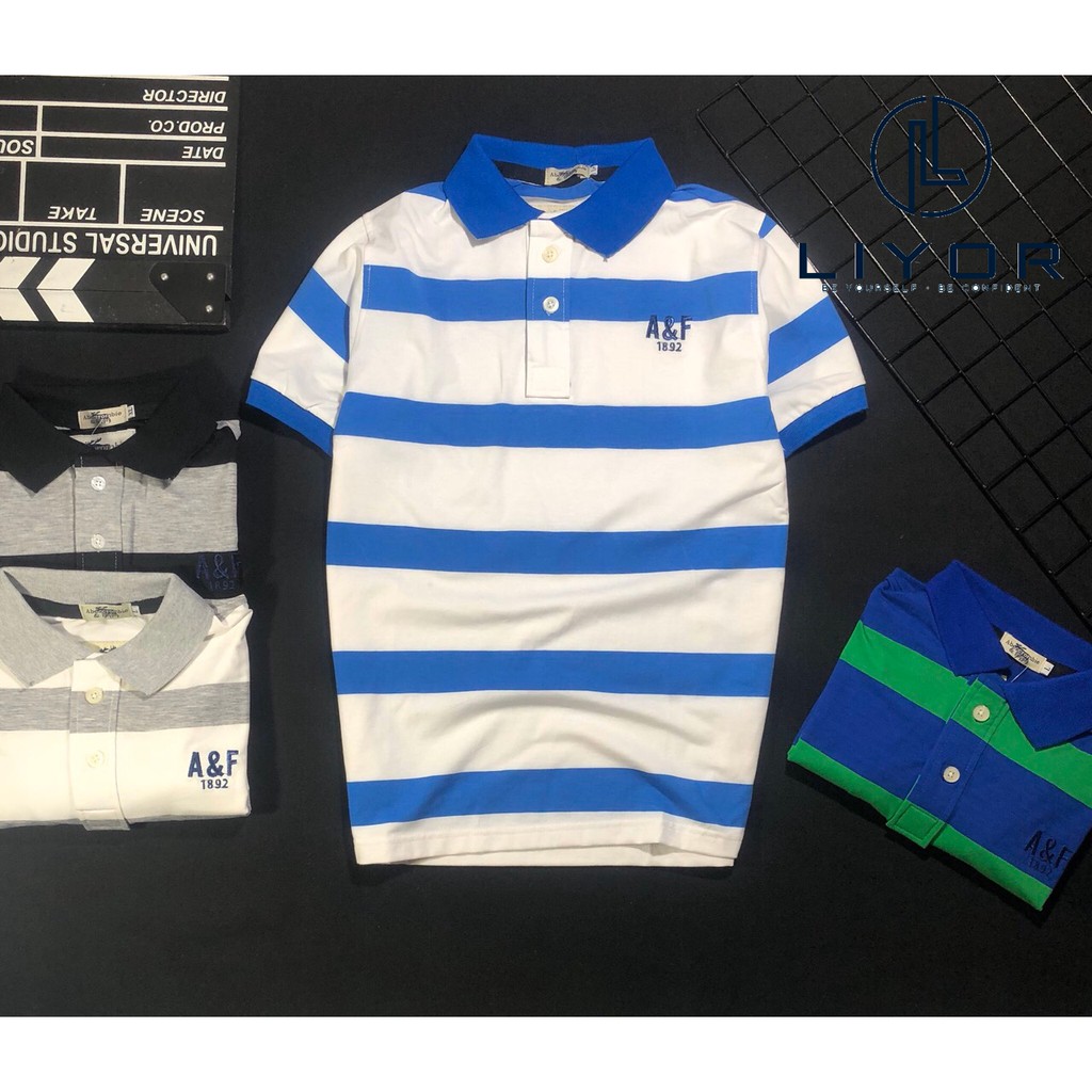 Áo thun nam có cổ sọc ngang thêu logo phù hợp với dáng người từ 50kg-83kg (nhiều màu)-Liyor-TACB4036 | BigBuy360 - bigbuy360.vn