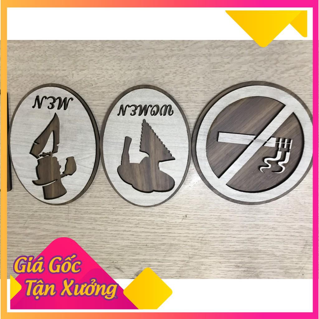 Bảng toilet Nam vs Nữ bằng gỗ 155x120mm | trang trí homestay