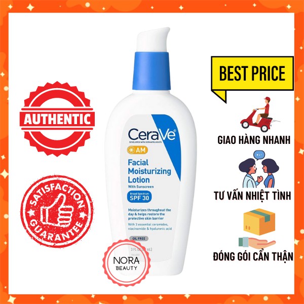 [HÀNG MỸ]Kem Dưỡng Ẩm Ban Ngày(Không chứa dầu) CeraVe AM Facial Moisturizing Lotion SPF 30 (60ml - 89ml)