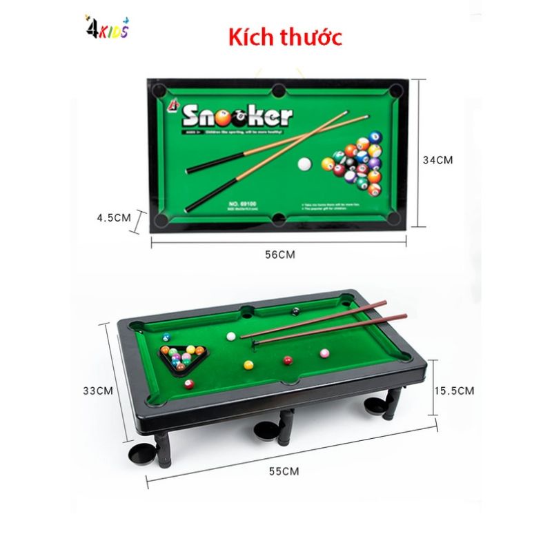 Bàn bi a mini cao cấp cho trẻ em và người lớn, Size lớn 15 Bi , Mặt bàn vải Nỉ không