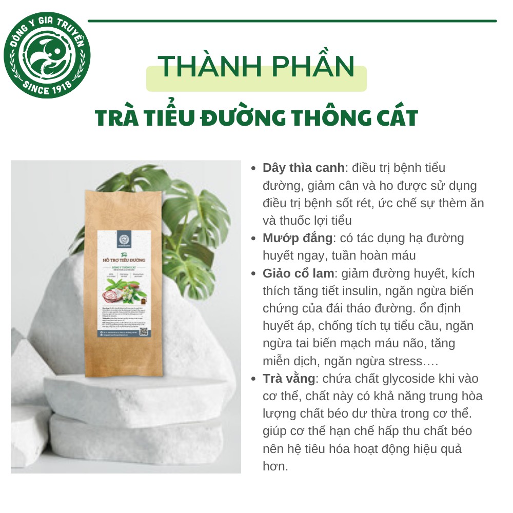 Trà tiểu đường_Thảo mộc túi lọc ổn định đường huyết, giảm nguy cơ đái tháo đường Đông y gia truyền Thông Cát Since 1918