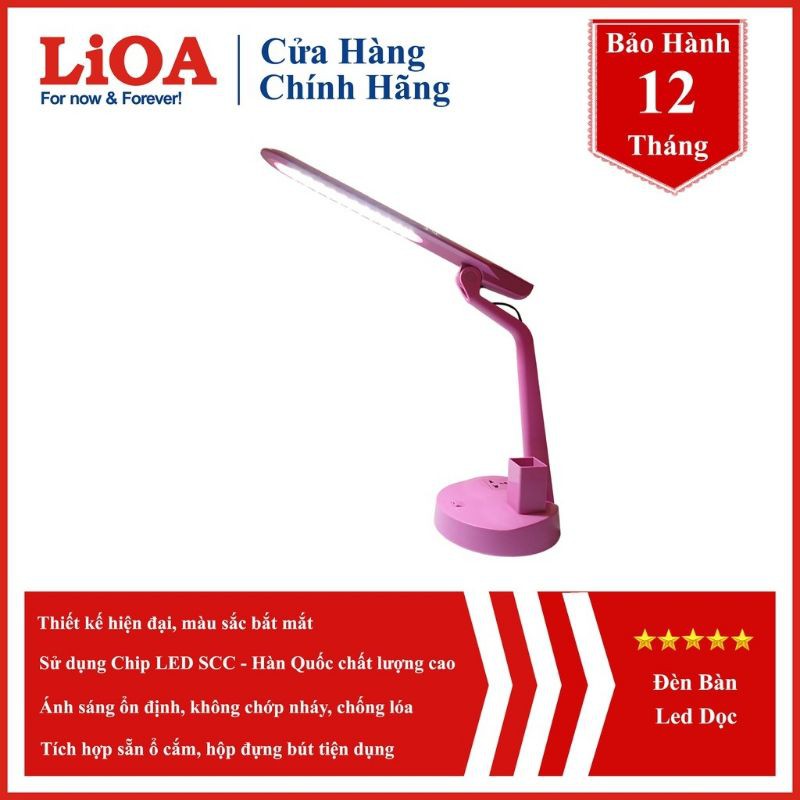 Đèn bàn, đèn học, đèn chống cận led LiOA dọc💡Model ổ cắm đa năng + hộp đựng bút💡2 loại ánh sáng💡Chính hãng LiOA