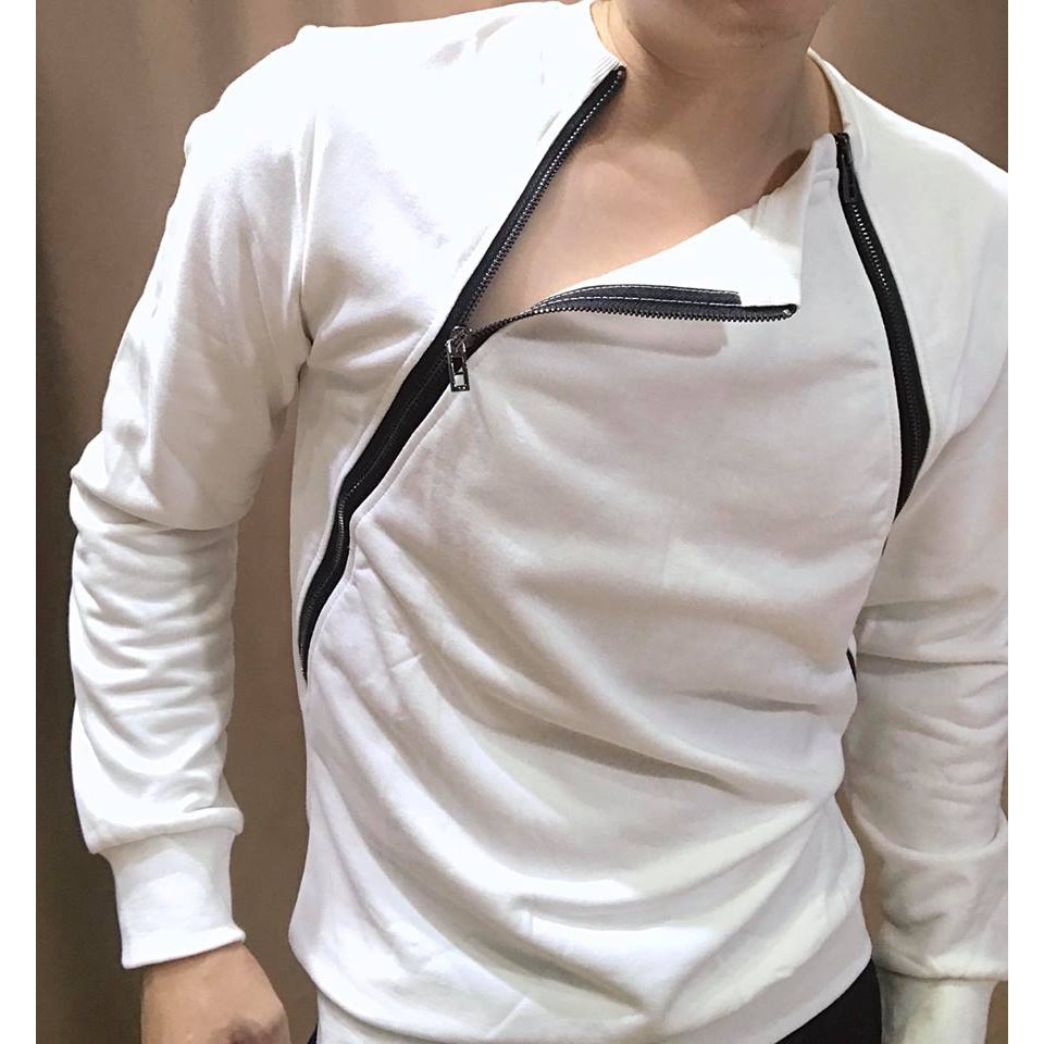 Áo thun nỉ  có zip 2 bên tạo kiểu cực cá tính