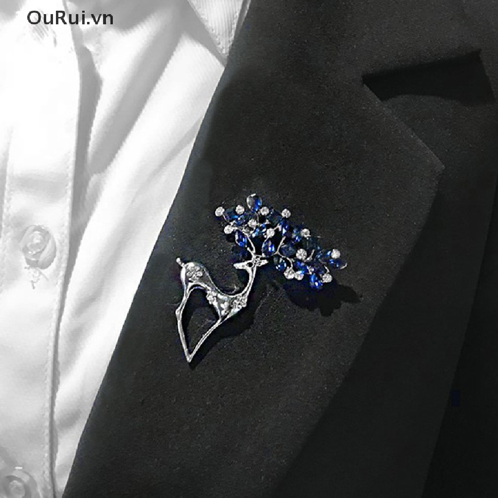 1 Ghim Cài Áo Hình Tuần Lộc Đính Đá Nhân Tạo Thời Trang