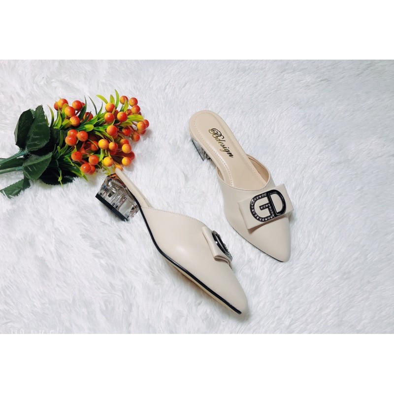 Sục Nữ💖FREESHIP💖Sục Nữ Cao Gót cao 3cm với chất liệu da mờ mềm, Hàng Chuẩn Size Đế Vững Màu Đen Cực Sang