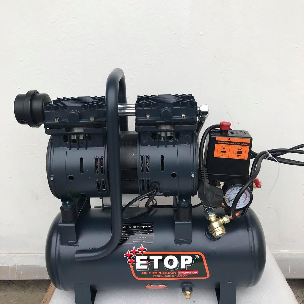 [Hàng xịn] Máy nén khí không dầu Etop 9L đầy đủ phụ kiện sẵn nắp đặt