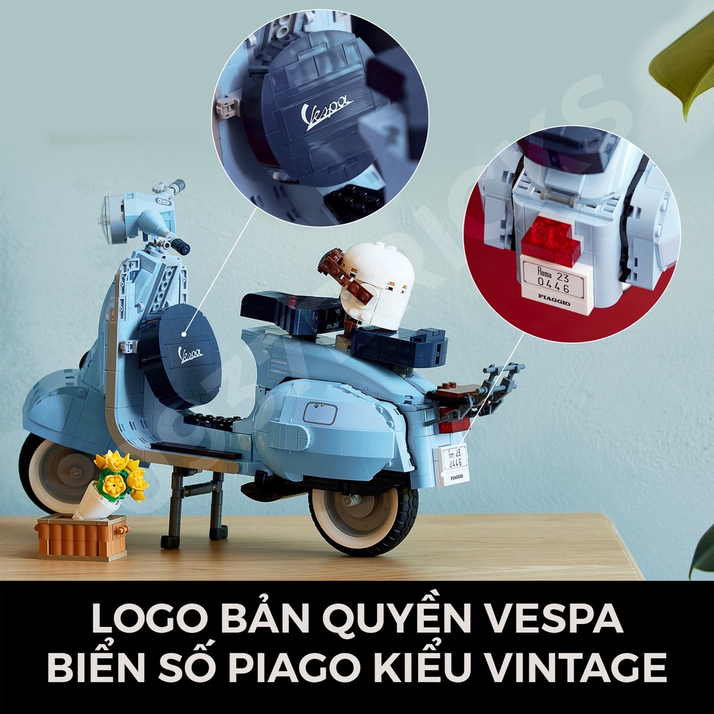 [HOT 2022] LEGO 10298 XE VESPA cổ điển 125cc thập niên 1960 0937Bricks