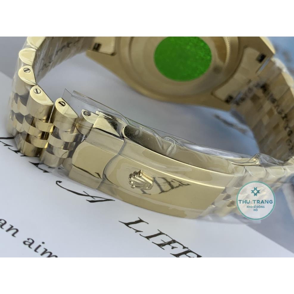 Đồng hồ nam Đồng hồ cơ Rolex mẫu mặt vàng Viền và Tai quai đính đá size 40-41mm
