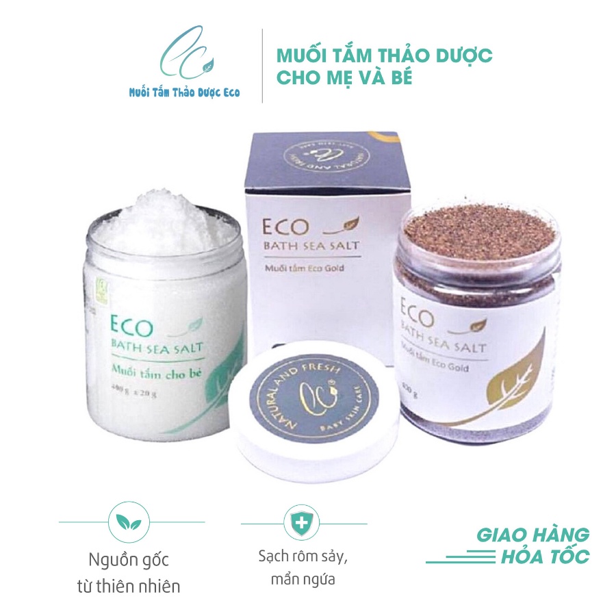 Combo 2 loại muối tắm bé Eco và Eco Gold Sinh Dược 400g