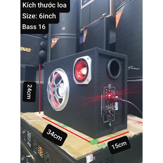 Loa CROWN 6: Dáng vuông, Có Bluetooth, Bass 16, Nguồn điện 220v và 12v