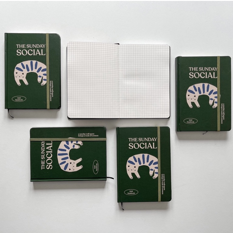 Sổ tay A5 CRABIT grid ô vuông 130gsm thích hợp vẽ màu nước, bullet journal - MÈO XANH Sunday Social