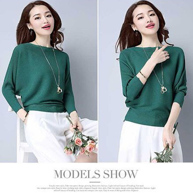 (MỚI) Áo Sweater dệt kim tay cánh dơi thiết kế dáng rộng thoải mái