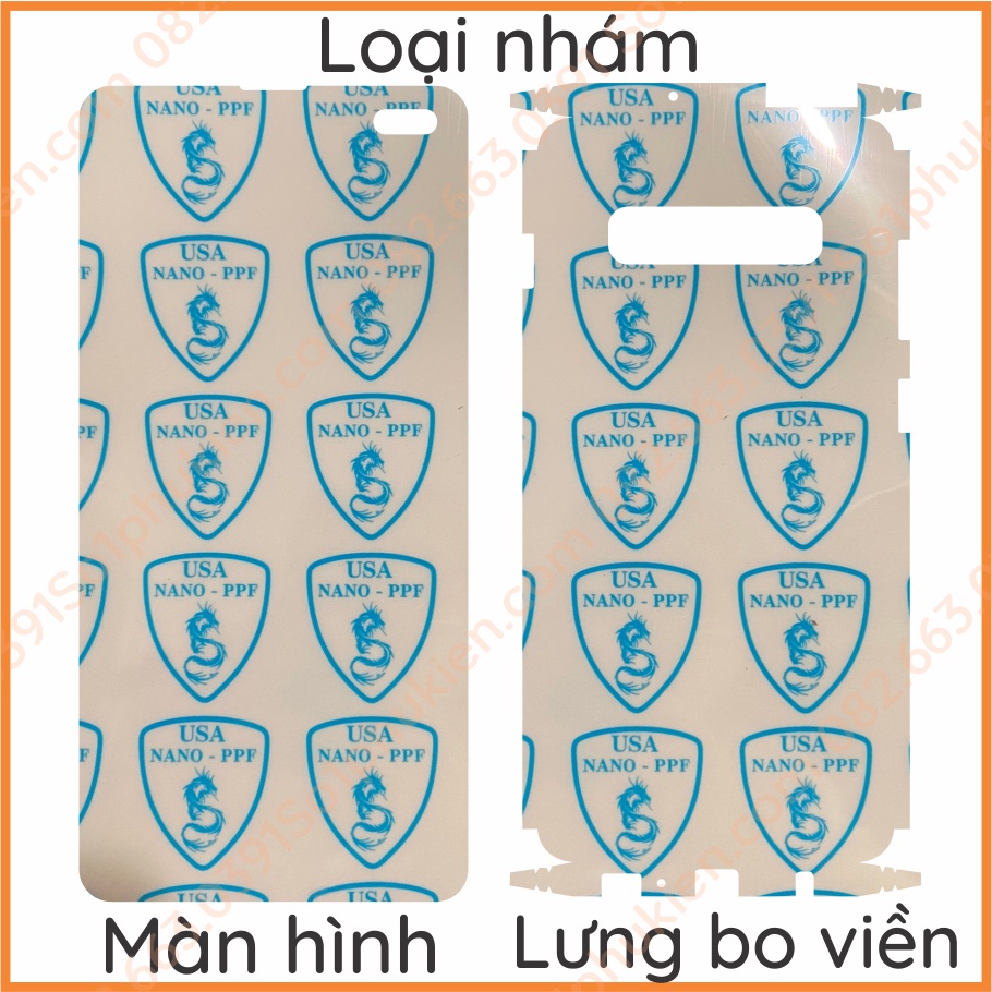 Dán PPF Samsung S10+ (s10 plus) loại trong, nhám, da cá sấu dành cho màn hình, mặt lưng, lưng bo viền