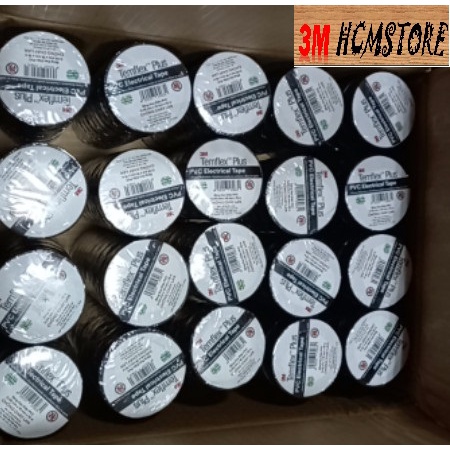 COMBO 500 cuộn 3M TEMFLEX PLUS PVC - 19mm dài 18met - BĂNG KEO ĐIỆN CHỐNG CHÁY -  DÙNG CHO MẠCH ĐIỆN GIA ĐÌNH màu đen