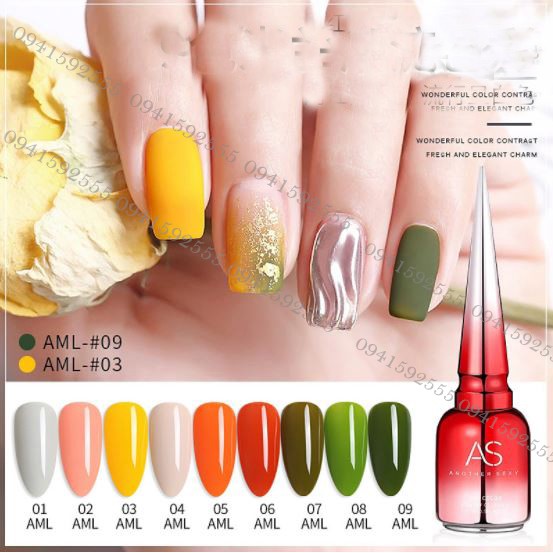 Sơn gel AS mã AML mẫu chai đỏ nhọn 9 chai 15ml siêu HOT siêu xịn