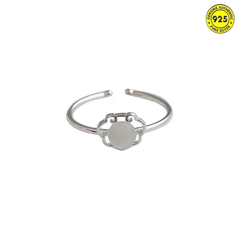 Nhẫn Đeo Tay Hình Ổ Khóa Đá Opal An Toàn Phong Cách Trung Hoa Cổ Điển