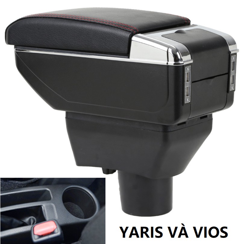 Hộp tỳ tay ô tô DUSB-YRIS dành cho xe Toyota Yaris và Vios, tích hợp 7 cổng USB đời xe 2014-2020
