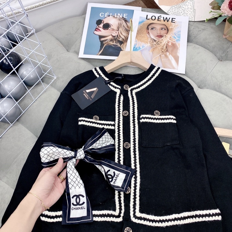 Set váy len nơ viền Set len tăm chân váy chữ A | BigBuy360 - bigbuy360.vn