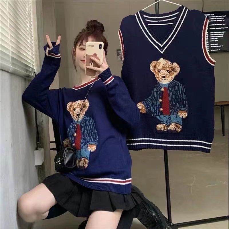 SET LEN BẠN THÂN GẤU SWEATER+GILE